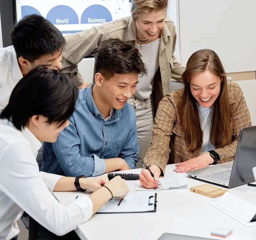A young team working together at a table